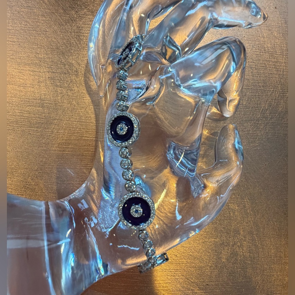 Sterling Silver Evil Eye Tennis Bracelet - Picture 2 of 11